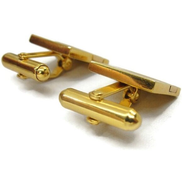 Josten's Cufflinks Gold Tone 10K Gold Ford Insert Wedding Tux Vintage - Picture 11 of 14